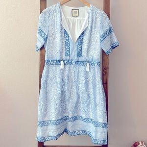 Bell hand-block print cotton dress size medium